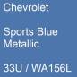 Preview: Chevrolet, Sports Blue Metallic, 33U / WA156L.